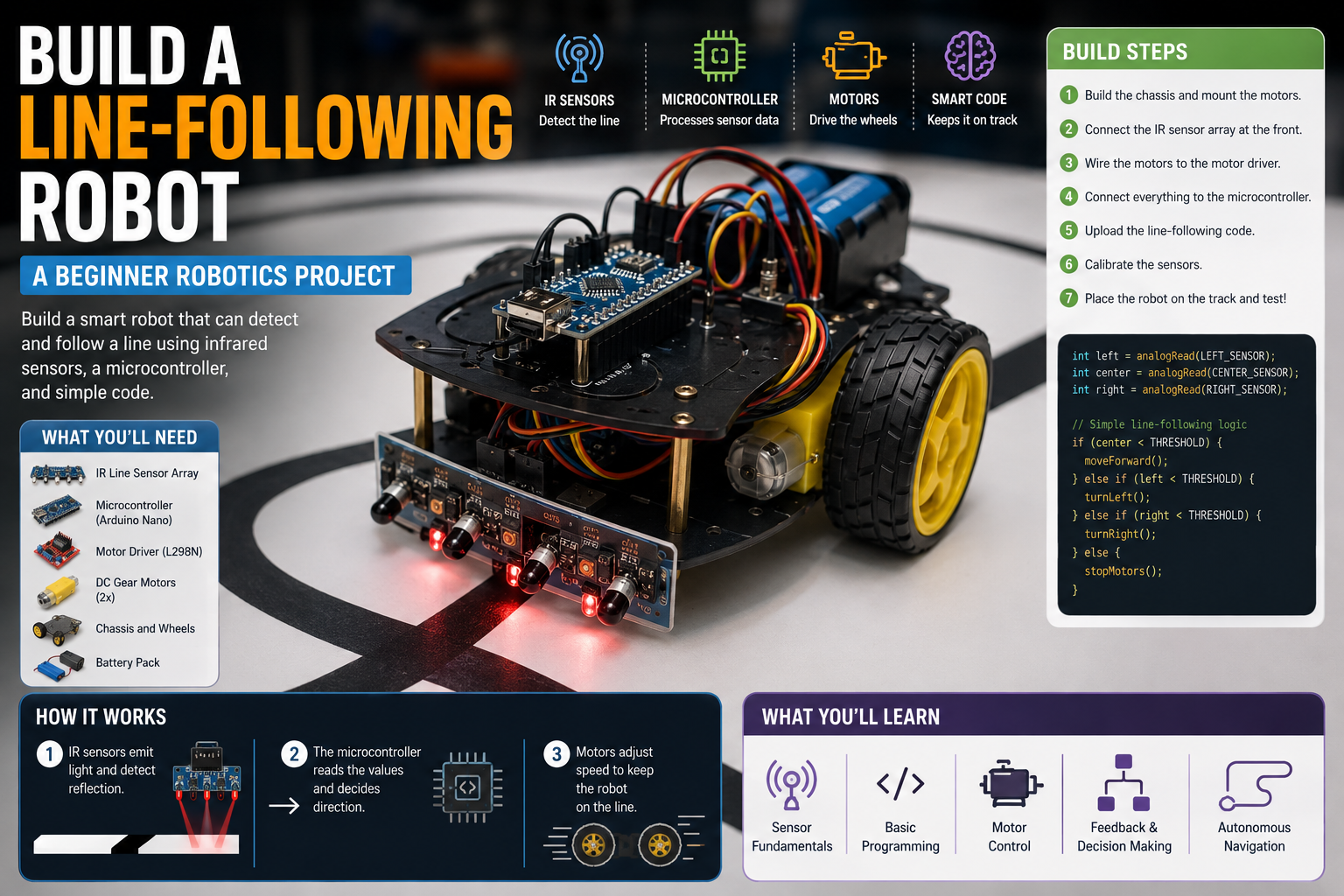 Build a Line-Following Robot: A Beginner Robotics Project